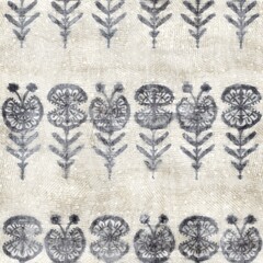 Seamless grungy tribal ethnic rug motif pattern. High quality illustration. Distressed old looking native style design in shades of gray and cream. Old artisan textile seamless pattern.