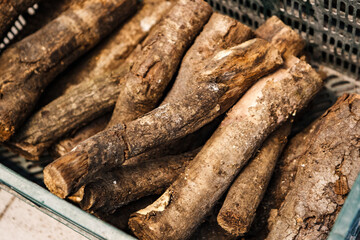 logs of firewood for oven in plastic box