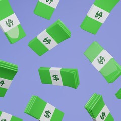 Minimal cartoon style money dollar cash icon isolated. 3d rendering