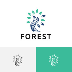 Fototapeta na wymiar Twisted Tree Forest Nature Leaves Ecology Simple Logo