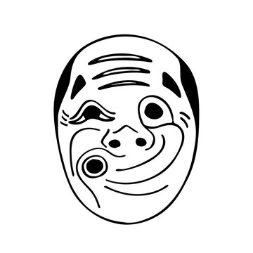 Vector image of an Japanese theater Hyottoko clown mask on white background