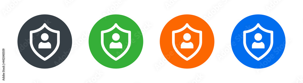 Aufkleber Authentication security, secure confidentiality icon. User on shield for protection symbol vector isolated on white background.