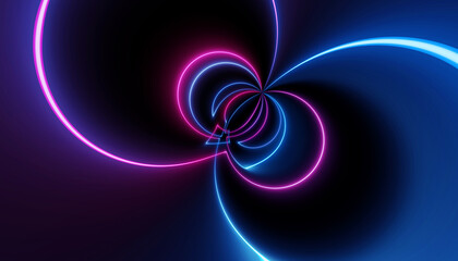 neon blue pink abstract planet circle futuristic ultraviolet curvy glowing dna neuron lines laser scientific Sci-Fi high resolution abstract black background mobile apps web and social media posts
