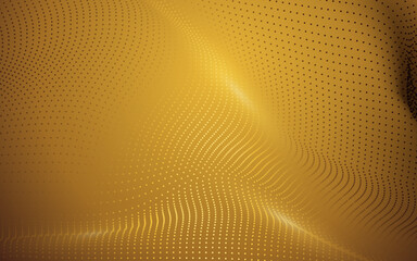 Abstract golden technology particles background. Dynamic particles wave. Vector illustration