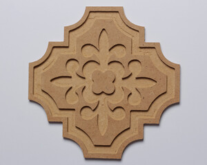 CNC shaped pattern composed of wood. CNC on a white background reveals details. For wall display or...