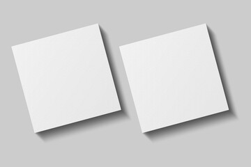 Realistic blank square flyer brochure for mockup. Paper or poster illustration. 3D Render.