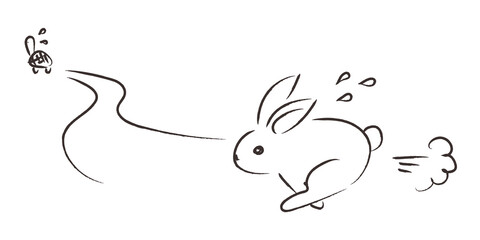 ウサギとカメのイラスト