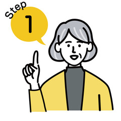 女性　シニア　ベクター　ポップ　ステップ　1
