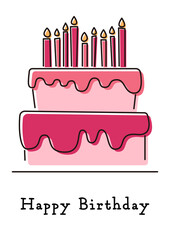 苺のメルティークリームケーキ、誕生日、線と塗り