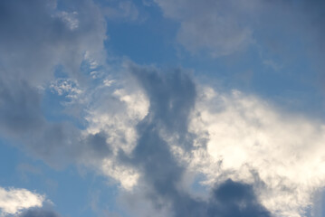 Naklejka na ściany i meble blue sky with big white clouds and some stormy clouds