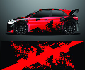 Rally car decal graphic wrap vector, abstract background