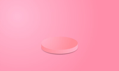 Pink product background stand or podium pedestal on empty display with pastel backdrops . minimal scene with geometrical forms . Cylinder podiums in soft pink background . 3d vector illustration .