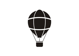 Hot air balloon simple illustration in black and white.