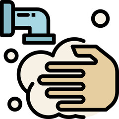 hands washing color outline icon
