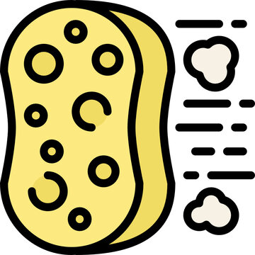 yellow sponge cleaning action clip art preview