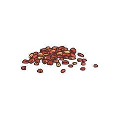Heap of chili pepper powder hand drawn engraving vector illustration isolated.
