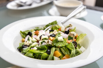 Caesar salad on the table