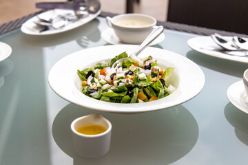 Caesar salad on the table