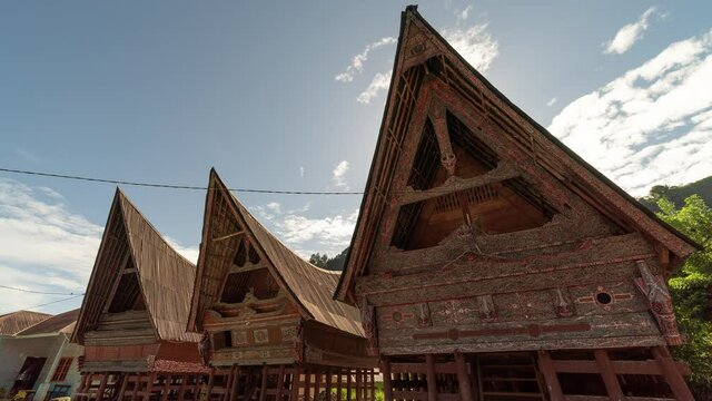 Lake Toba, North Sumatra, Indonesia - Time lapse of Traditional Batak House Architecture 