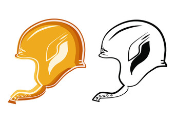 Helmet motorcycle for motor racing and bicycle sport, it is safety head protection. Vector icons for web design.