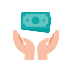 vector hand holding dollar saving concept Save cash for investment