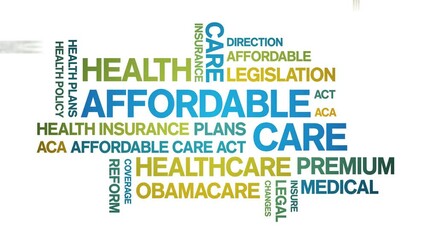 Affordable Care Animated tag word cloud;text design animation typography seamless loop.