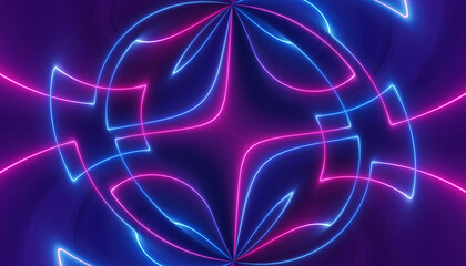 Obraz premium neon blue pink curvy futuristic abstract galaxy curvy lines laser scientific Sci-Fi high resolution