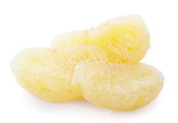 slice pomelo citrus fruit isolated on white background