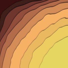 Abstract 3d illustration brown color paper cut effect background.
