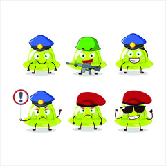 Obraz premium A dedicated Police officer of green pudding mascot design style. Vector illustration