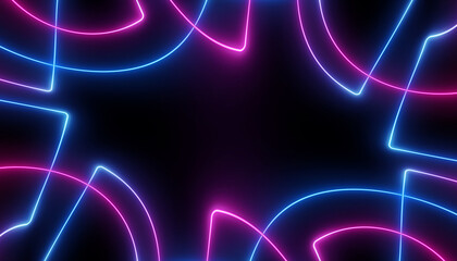 neon blue pink futuristic ultraviolet energy curvy glowing lines laser tunnel Sci-Fi black high resolution background with space for text or logo