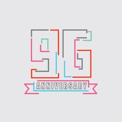 96th Years Anniversary Logo Birthday Celebration Abstract Design Vector Illustration.