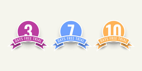 Set Number 3 , 7 and 10 days free trial template design 