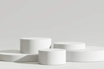 Podium product display stand on white background. 3D rendering	
