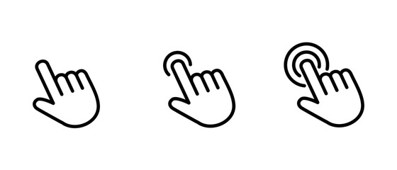 Hand Cursor icon set,  Hand Click icon, Hand Touch icon vector illustration