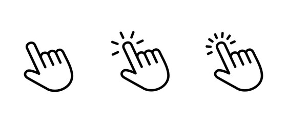 HHand Cursor icon set,  Hand Click icon, Hand Touch icon vector illustration