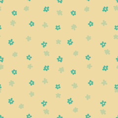 Vector green daisies flowers yellow repeat pattern
