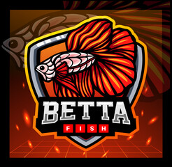 Betta fish zentangle arts mascot. esport logo design