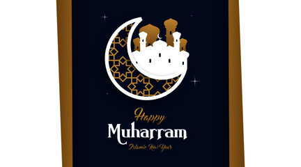 Happy Muharram background illustration vector. Muharram is the first month in the Islamic calendar. 