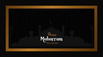 Happy Muharram background illustration vector. Muharram is the first month in the Islamic calendar. 