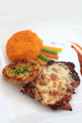 grilled pork steak with fries