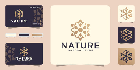 Fototapeta na wymiar luxury nature geometric logo and business card inspiration