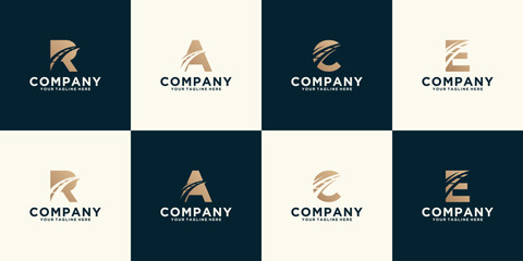 collection of logo monogram initials with transportation road design templates © reza