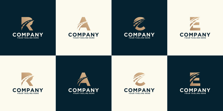 collection of logo monogram initials with transportation road design templates