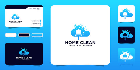 home hygiene logo with cleaning concept and cloud template and business card design