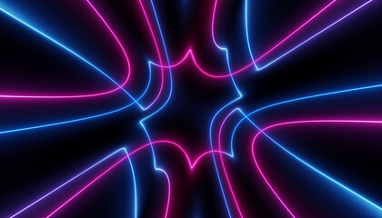 neon blue pink futuristic ultraviolet energy curvy glowing lines laser tunnel Sci-Fi black high resolution background with space for text or logo