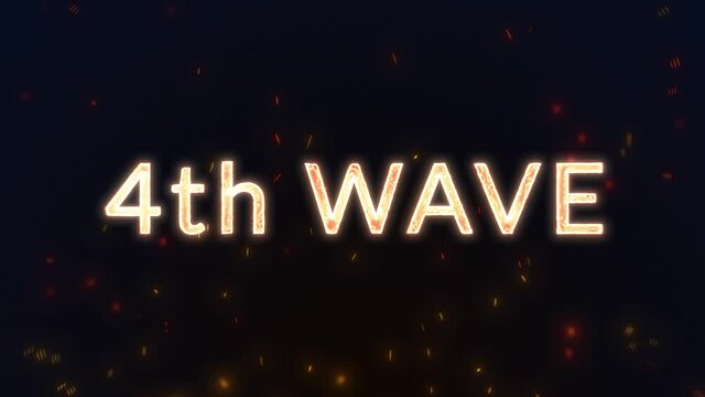 The fourth Wave with fire Particles - smooth modern and clean Title Text Intro Animation on black background with fiery yellow-orange font