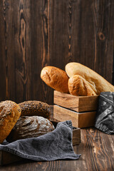 Assortment of cereal bread made of different seeds