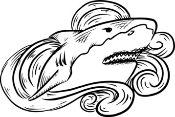 awesome vintage shark logo vector illustration