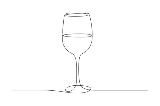 recommend clip art: Continuous one line drawing of Wine glass. Drink in cup in simple linear style. Editable stroke. Black and white vector illustration